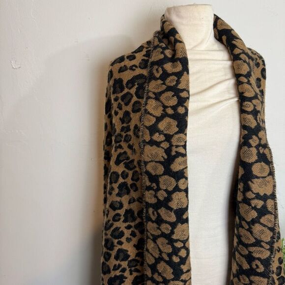 LEOPARD print shawl | soft long | 74” x 34 “ | cold weather scarf - Picture 2 of 6